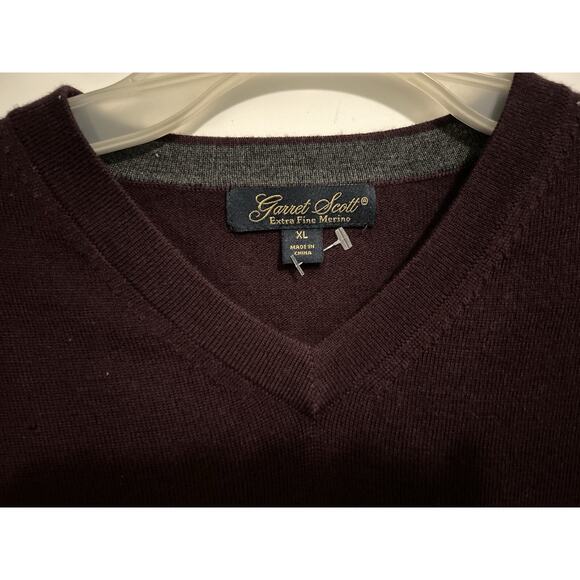Garret Scott Extra Fine Merino Wool Sweater Mens XL Maroon Pullover Soft Light - Picture 5 of 9
